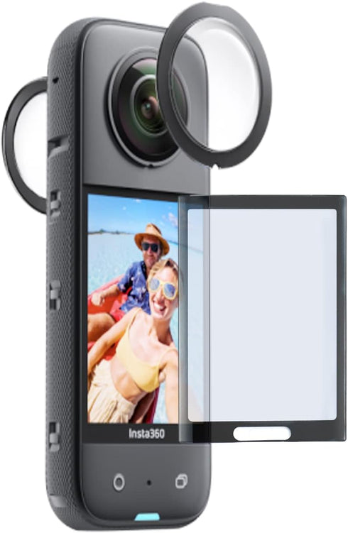 Sticky Lens Guard and Screen Protector for Insta360 X3, 9H Hardness Tempered Glass
