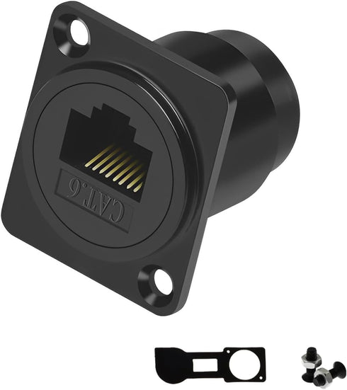 RJ45 Panel Mount Adapter, 8P8C Female-to-Female Connector, Compatible with CAT6A/CAT6/CAT5E/CAT5, Network Port Extender