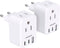 European Travel Plug Adapter, 2 Pack Type C Adapter with 2 Outlets & 2 USB C Ports for US to Europe Travel