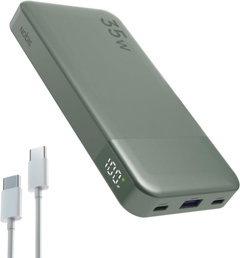 NOBIS Portable Charger 10000mAh Power Bank, 35W Fast Charging with C to C Cable and Digital Display for iPhone, iPad,