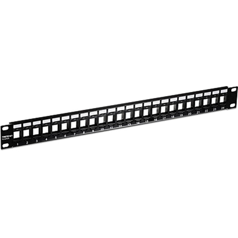 TRENDnet 24-Port Blank Keystone 1U Patch Panel, 1U 19" Metal Rackmount Housing,