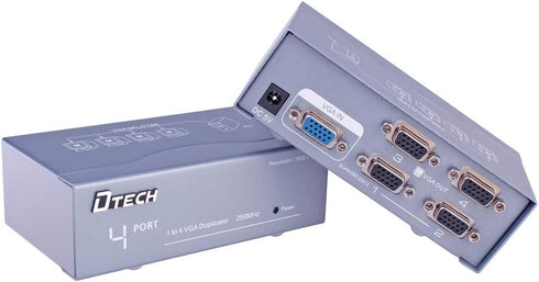 DTECH 4 1 Powered Port VGA Splitter Box Video Distribution Duplicator for PC to Multiple Monitors Projector