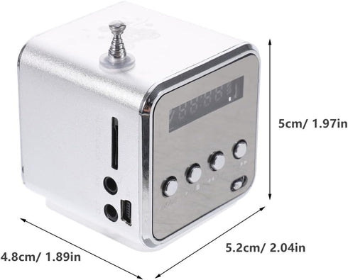Hemobllo MP3/4 Mini Digital Portable Music Player Micro SD/TF USB Disk Speaker FM Radio (Silver)