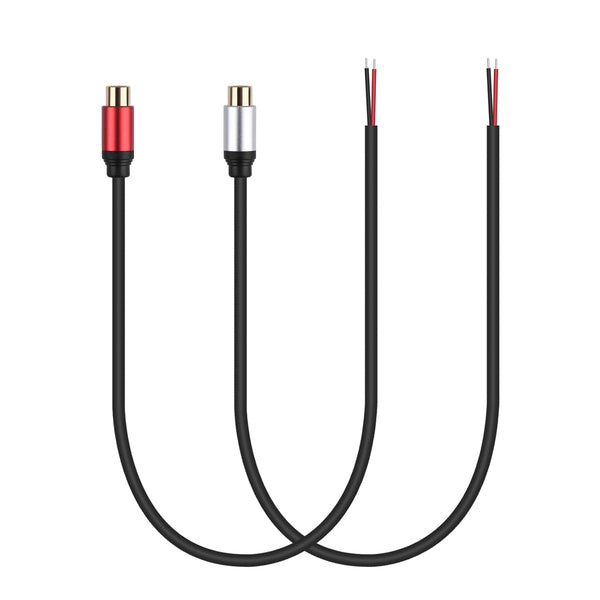 2 Packs RCA Audio Speaker Wire Adapter, Female Plug Jack Connector to Bare Wire Pigtail for Amplifier