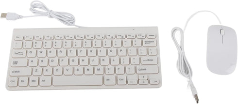 Ultra Thin USB Wired Keyboard, Mini Portable Plug and Play Keyboard with Optical Mouse Set for PC Laptop