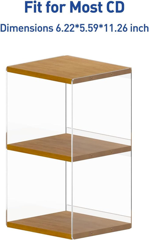 Retro Walnut MDF CD Holder Desk Rack Organizer, Cute Stand Holds 30 CD Cases, CD Storage for Theatre Room