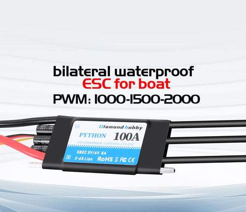 100A 2-6S 5V/6V 8A XT90 4.0mm DH Waterproof Brushless ESC Electronic Speed Controller with BEC and Banana Head