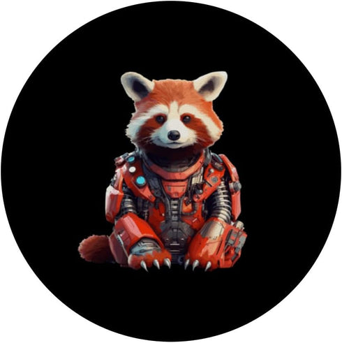 Futuristic Cyborg Steampunk Mechanical Red Panda Robot PopSockets Standard PopGrip
