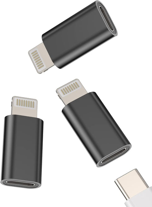 USB C Female to Lightning Male Adapter Type-C Charging Cable Accessories(3pack)for Iphone 14 13 12 11 Pro Max Mini Xs Se 7 X Xr 8 Plus Ipad Air Converter Charger Port Cord Data Sync Connector