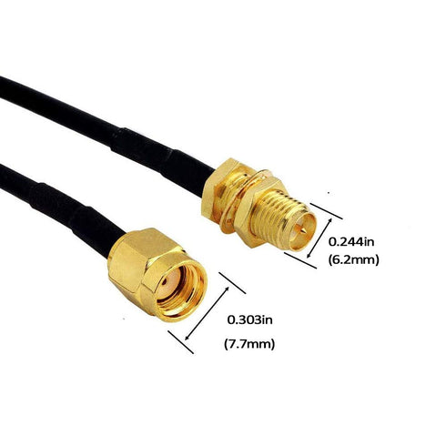 CORONIR 2Pack 33ft WiFi Antenna Extension Cable for Wireless LAN Router, RP-SMA Male to Female Connector