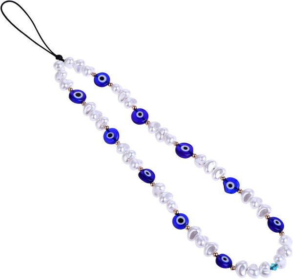 Evil Eye Beaded Phone Charm, Handmade Lanyard Wrist Strap Keychain for Men Women Girls Cell Phone String Strap