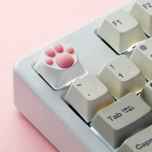 SYA ZOMOPLUS Cute Cat Paw Keycap, Squishy Cat Toes Custom Keycap for Mechanical Keyboard (White Pink)