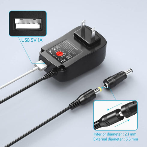 Belker 41W Universal AC DC Adapter Power Supply for Household Electronics, Max. Amps 1.5A, 6V to 24V
