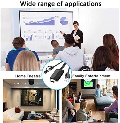 2-in-1 HDMI Cable for Android Phones & Tablets, 6.6ft MHL Adapter, 1080P HDTV Mirroring & Charging, USB Type C & Micro