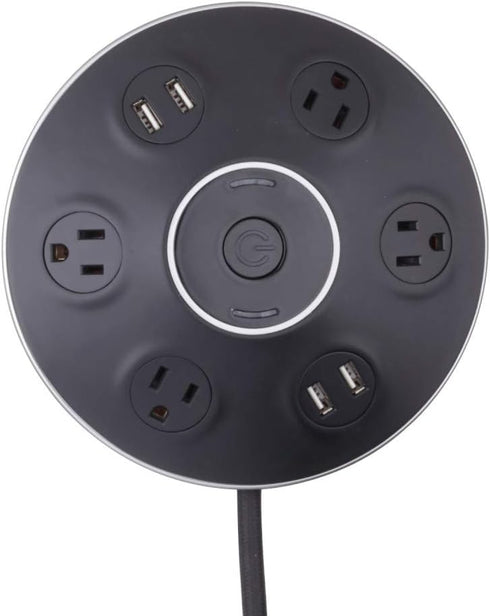 GLOBE Designer Series 4-Outlet USB Surge Protector Desktop Power Strip Hub, 4x USB Ports, Black