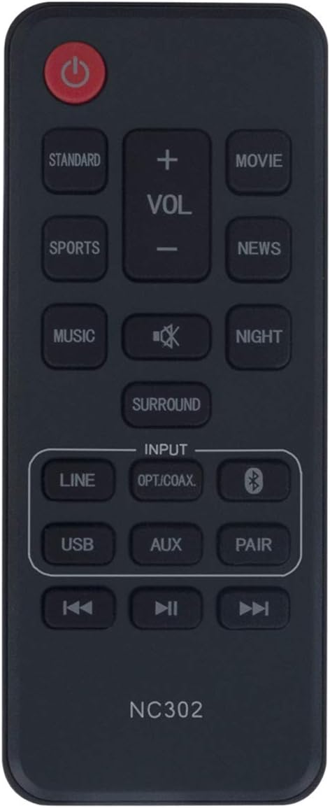 NC302UH NC302 Replacement Remote Control for Sanyo Soundbar FWSB426F