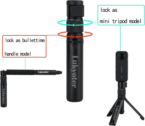 YiJunHui Insta360 X5/X4, 3, 1/4" 6 lbs 47 Inch Bullet Time Handle Tripod Rotating Grip with Invisible Selfie Stick