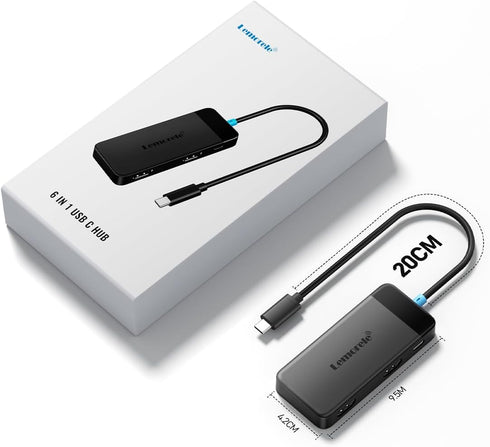 Lemorele Docking Station Dual Monitor, 6 in 1 USB C Hub with 4K HDMI, 100W Fast Charging