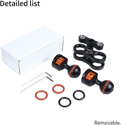 AFEFT 1/4" 360 Articulating Magic Arm with Double Ball Heads, Screw Mount with Non-Slip Rubber Rings, Swivel Monitor