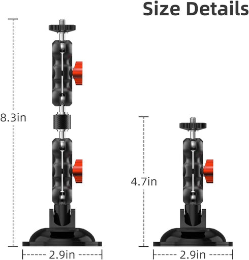 Strong Metal Suction Cup Mount Compatible with Gopro Hero 12/11/10/9/8 Black, DJI Action Cameras