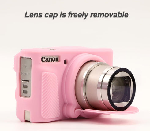 Pocoukate Case for Canon PowerShot SX740 HS Camera, Soft Silicone Protective Cover Skin with Removable Lens Cover - Pink