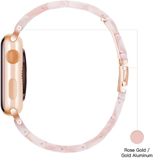 Light Apple Watch Band, Fashion Resin for Series 9 8, Compatible with 40mm for Women (Flower Pink)