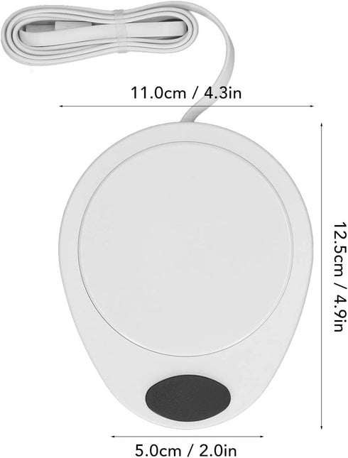 Adjustable Electric Beverage Heater for Ceramic Coffee Cups - USB Mug Warmer (White)