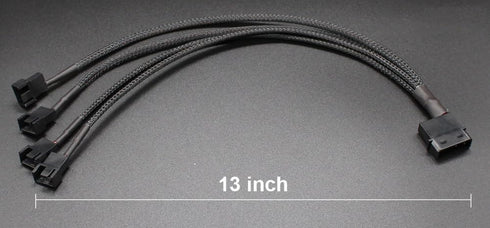 Molex to 4 Pin Fan Adapter, 3 Pin 4 Pin PC Case 12V Cooling Fans Molex to Fan Splitter Power Cable, 13 inch (1 Pack)