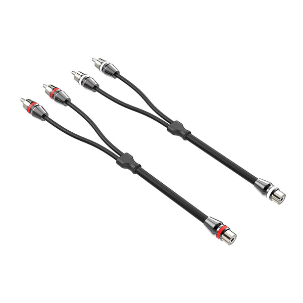 1ft RCA Y Adapter Splitter Connector Cable, 1 Female to 2 Male Nickel Plated (2 Pack)