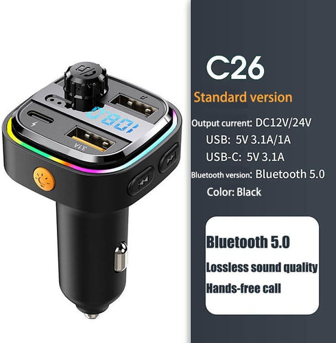 Ti Cow Mp3 New Multi-Functional Vehicle-Mounted Bluetooth Player Car FM Transmitter Hands-Free Calling PD Fast Charger