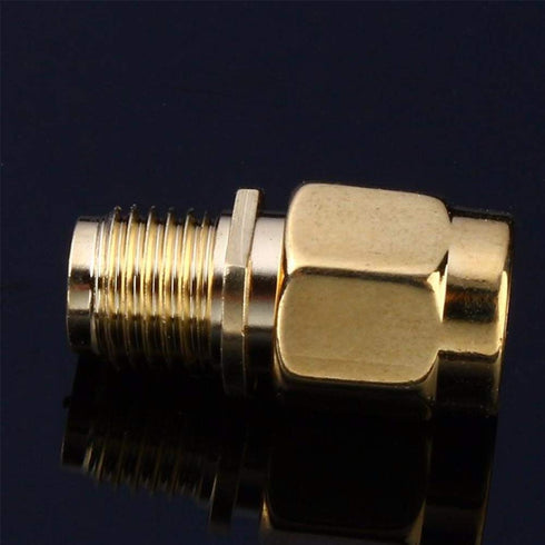 SMA Female to RP-SMA Male Jack Adapter, 50ohm, Pure Brass, Antenna Coaxial, 4 Pack