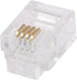 Monoprice 6P4C RJ11 Modular Plugs for Round Solid Cable - Crimp On, 1U, 3 Prongs, 4 Conductor, Clear, 50 Pack