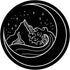 Minimal Lunar Nature Line Art Gift PopSockets Swappable Waves On Moon