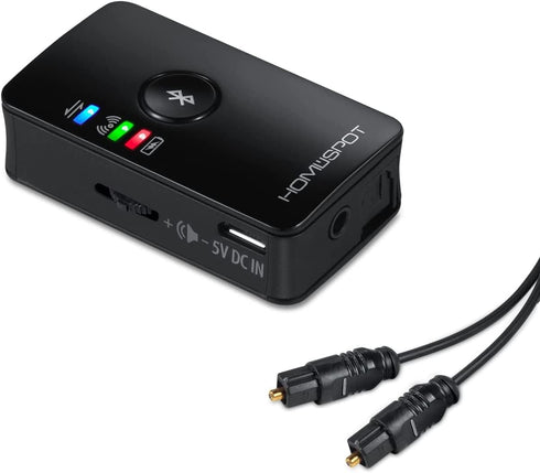 HomeSpot Bluetooth 5.3 Transmitter Adapter - For TV Audio, Optical aptX Low Latency Delay, 3.5mm Aux RCA TOSLINK Input