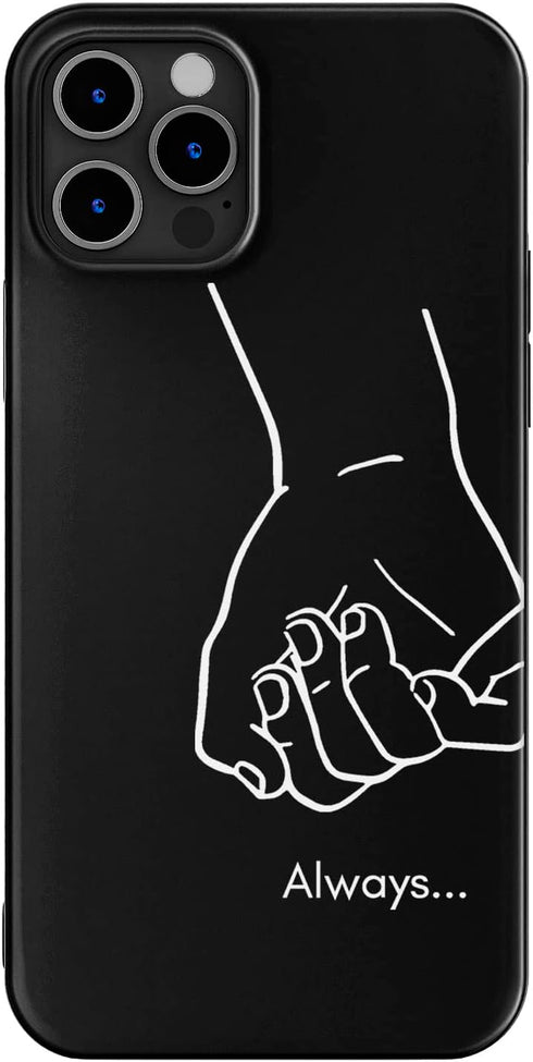 Black Matching Phone Cases compatible with - iPhone 14 Pro Max - 6.7 inch for Couples Holding Hands Cover Cute Always and Forever Shockproof Anniversary for Him Her Boyfriend Girlfriend Saying