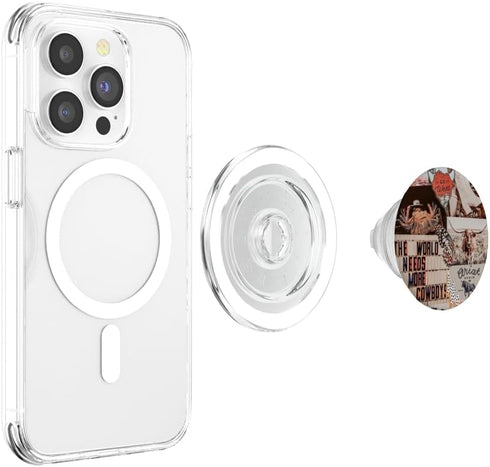 PopSockets PopGrip for MagSafe - Retro Western Cowgirl Collage Aesthetic Cowboy Yeehaw Trendy