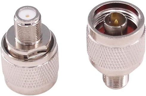 2pcs N Type Male to F Type Female Coax Adapter RF Coaxial Connector for Antenna Router Booster Systems (F112-2)