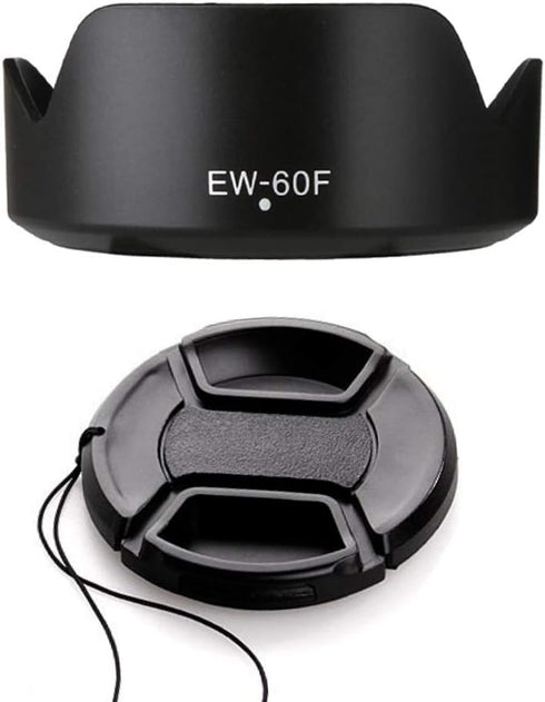 EW-60F Lens Hood & 55mm Lens Cap Compatible with Canon M50II M50 M100 Camera kit EF-M 18-150mm F3.5-6.3 Lens (1+1 Pack)