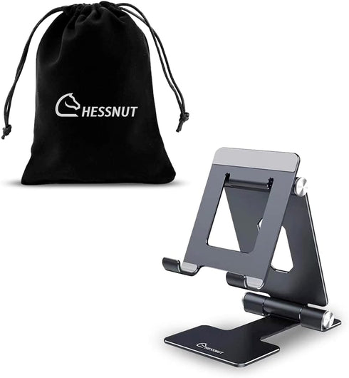 Dual Folding Cell Phone Stand, Fully Adjustable Foldable Desktop Phone Holder Cradle Dock for Phone 13 12 11 Pro Xs Xs