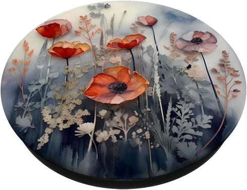 Poppy Flowers Bouquet in Style of Resin Optic, A Flower PopSockets Standard PopGrip