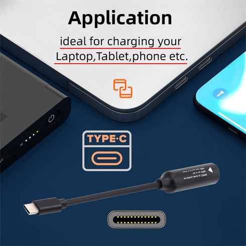 cablecc 7.4x5.0mm Input DC Jack to USB-C Type-C Power Plug Charge Cable for PD 9V 15V 20V 65W Laptop Phone