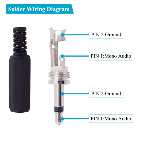 Fancasee 4 Pack 3.5mm Replacement Repair Plug Jack, 1/8" 3.5mm Solder Type DIY Audio Cable Connector