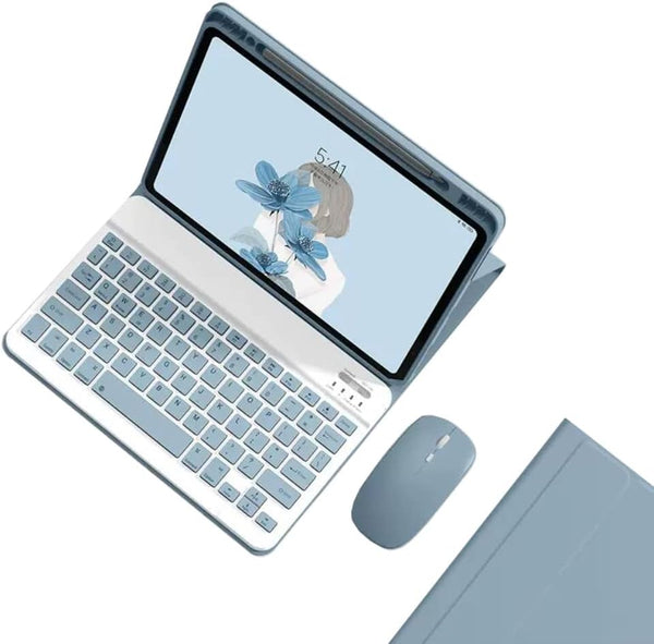 Keyboard Case with Mouse Compatible for iPad 10th Generation 2022, Removable Bluetooth Wireless Keyboard, Mist Blue