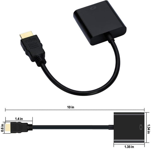 HDMI to VGA, Gold-Plated HDMI to VGA Adapter, Male to Female for Computer, Desktop, Laptop, PC, Monitor, Projector, HDTV, Chromebook, Raspberry Pi, Roku, Xbox and More