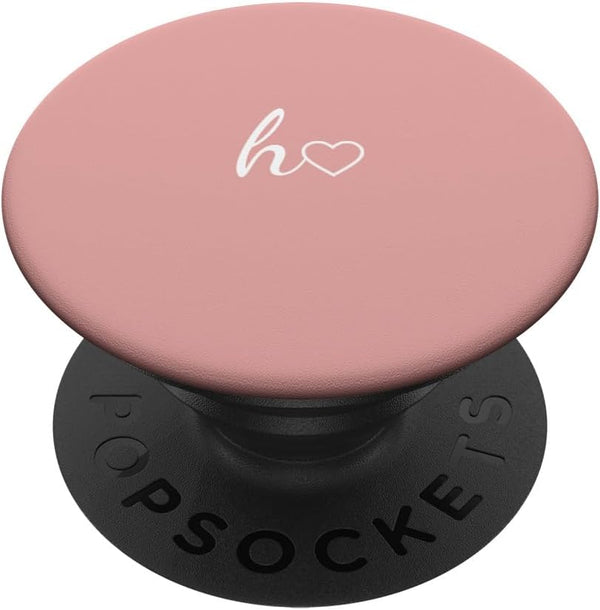 White Initial Letter H Heart Minimalist Rose PopSockets Standard PopGrip