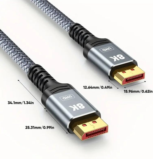 8K 1.4, 6.6FT (8K@60Hz, 4K@144Hz, 2K@240Hz), 32.4Gbps 2.2/FreeSync/G-Sync, Capshi DisplayPort Cable VESA Certified DP
