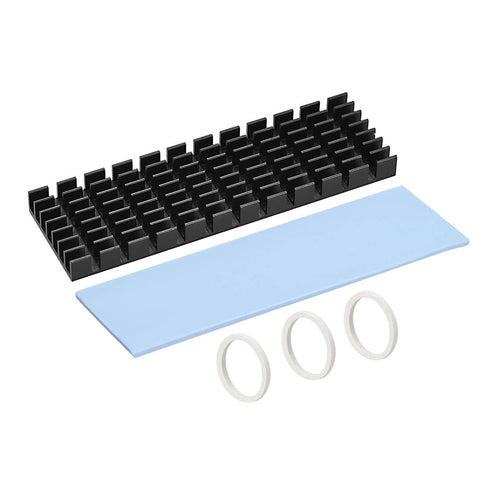 uxcell M.2 Aluminum Heatsink Kit, Black 70x22x6mm with Silicone Thermal Pads for 2280 SSD