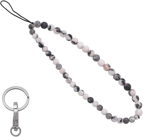 C&L Accessories Beaded Phone Charm, Handmade Natural Gemstone Cell Phone Lanyard Wrist Strap