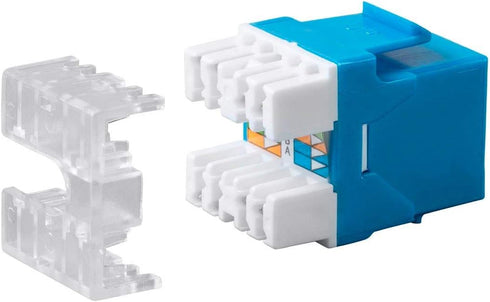 Monoprice Cat6 RJ-45 180-Degree Punch Down Keystone, Dual IDC for 22-24AWG Solid Wire, Blue