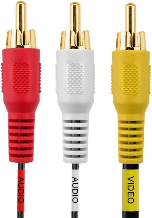 Cmple - 3 RCA Cable 12 Feet, Male to Male Audio Video Cables for VHS/DVD Players, TVs